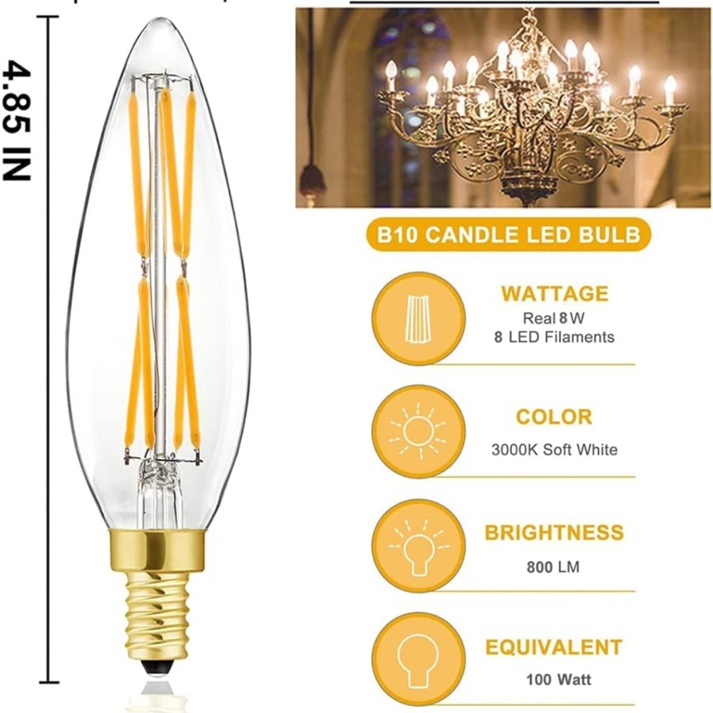 C35 8w LED bulbs 190w equivalent 2pack